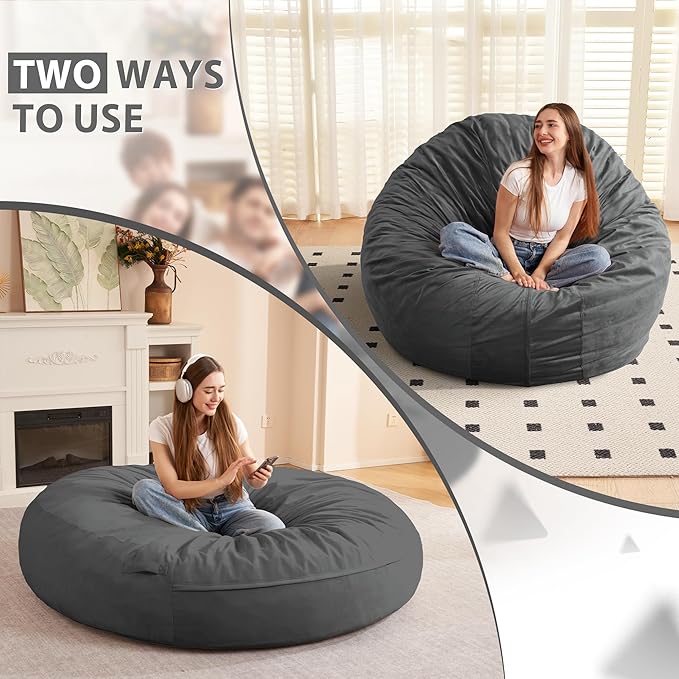 HABUTWAY XX-Large Bean Bag Chair: Giant 7' Memory Foam Furniture Bean Bag Chairs - Image 7