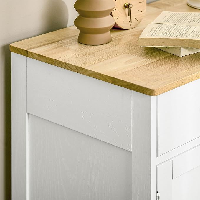 HOMCOM Sideboard with Solid Wood Countertop, Modern Kitchen Storage Cabinet - Image 8