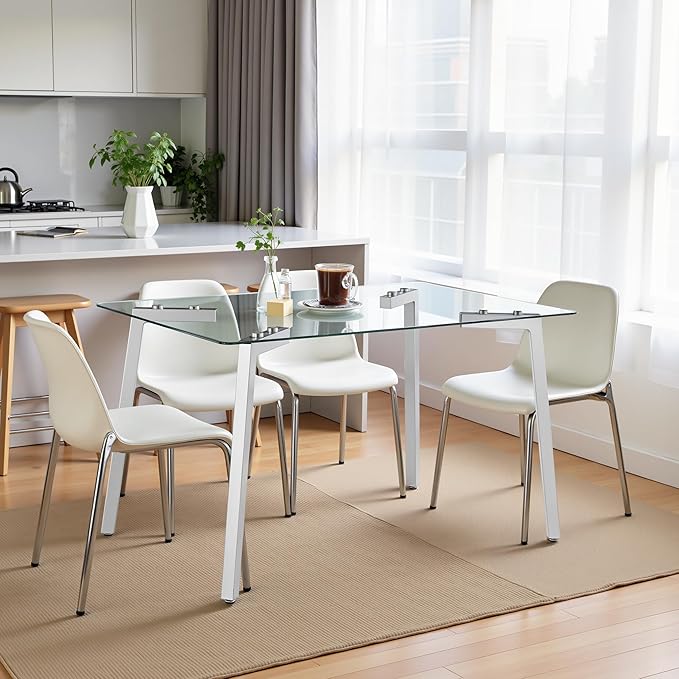Dining Table for 6 Kitchen Table 51" Rectangular Modern Glass Dining Table - Image 4