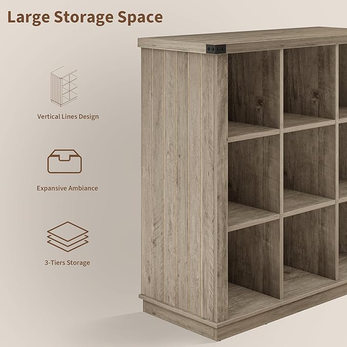 GarveeHome 9 Cube Storage Organizer Bookshelf, 4 Tier Farmhouse Horizontal - Image 6