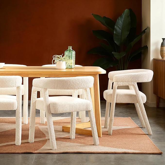 Walker Edison Ezra Modern Solid Wood Rounded Back Dining Chair - Image 2