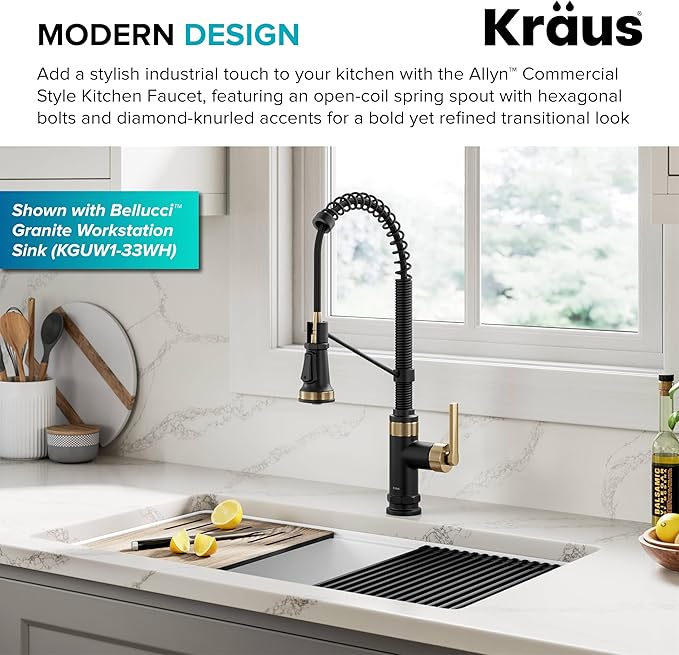 KRAUS Allyn Commercial Style 2-Function Single Handle Pull Down Kitchen Faucet - Image 4