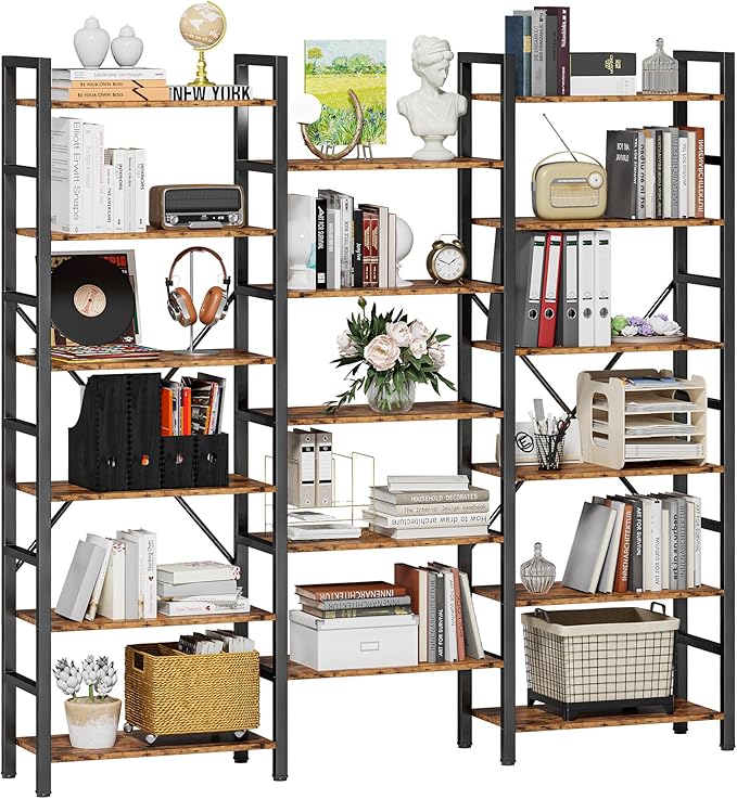 IRONCK Bookshelves 6 Tiers Triple Wide Industrial Bookshelf, Large Etagere by IRONCK