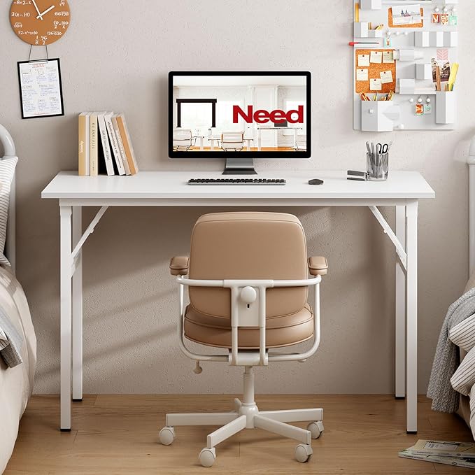 Need Folding Desk for Home Office 39-3/8" Length Modern Folding Table Computer - Image 2