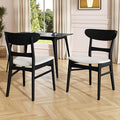 Set of 2 Solid Wood Dining Chairs, Fabric Upholstered Seat Mid-Century Modern by Merax