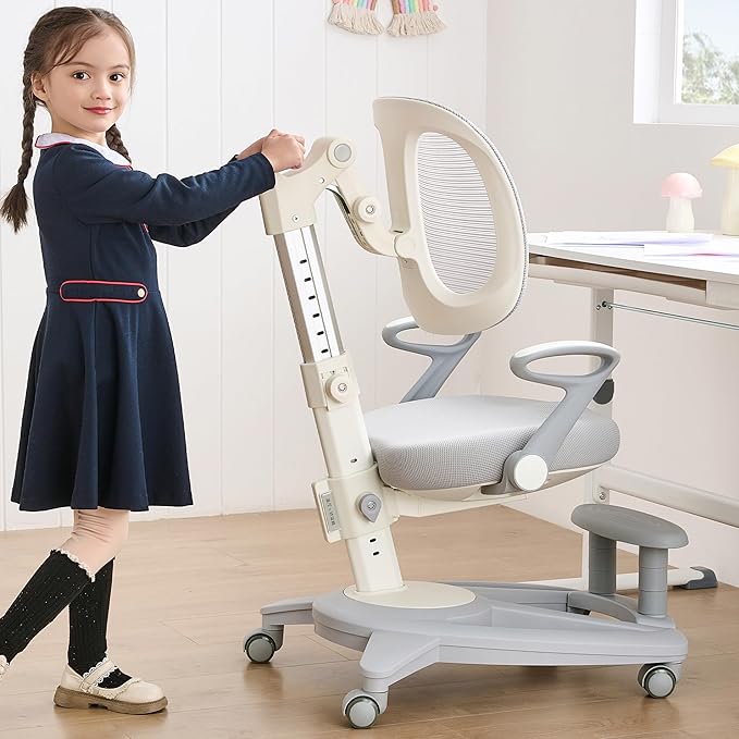 Ergonomic Kids Desk Chair with Footrest & Height-Adjustable Seat, Work & Dining by ERIYA