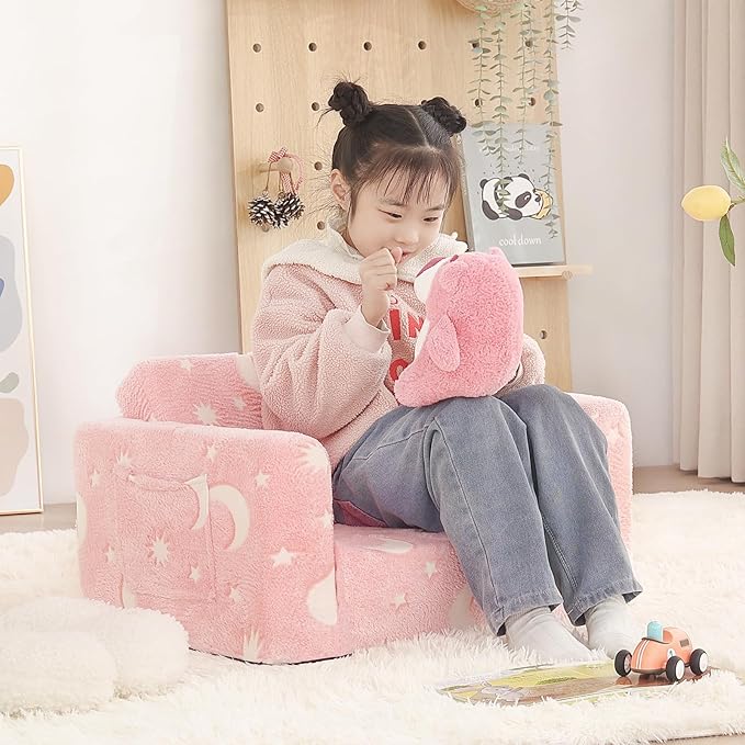 Welnow Toddler Chair, 2-in-1 Soft Sherpa Kids Sofa, Convertible Toddler Couch - Image 6
