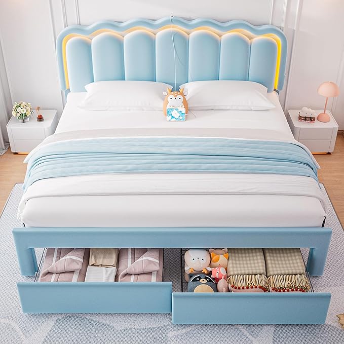 King Upholstered LED Bed Frame - Image 3