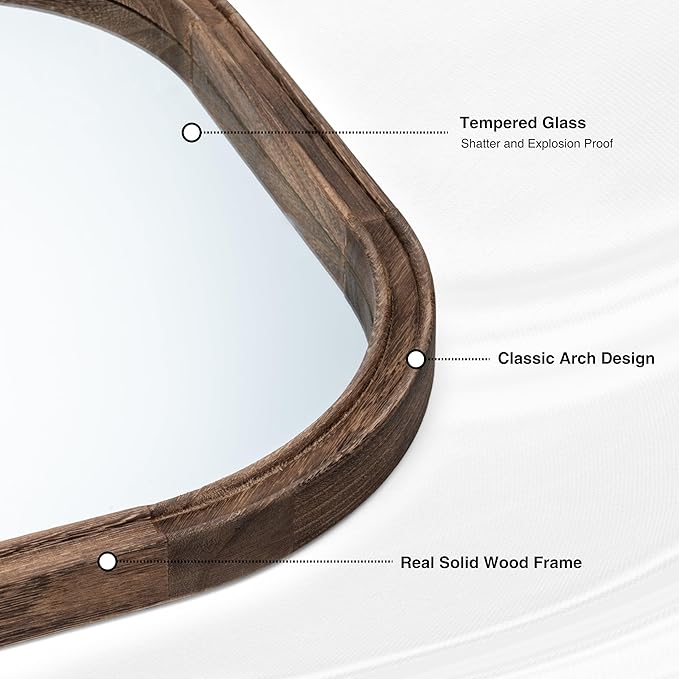 24"x36" Solid Wood Bathroom Mirror Tempered Glass - Image 5
