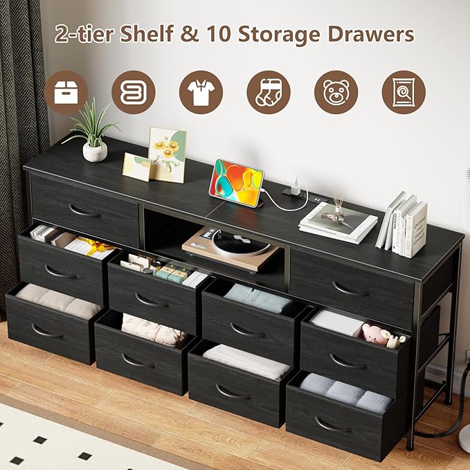 Furnulem 63” Long Dresser for Bedroom, TV Stand for 65 to 75 inch TV, Chest of - Image 5