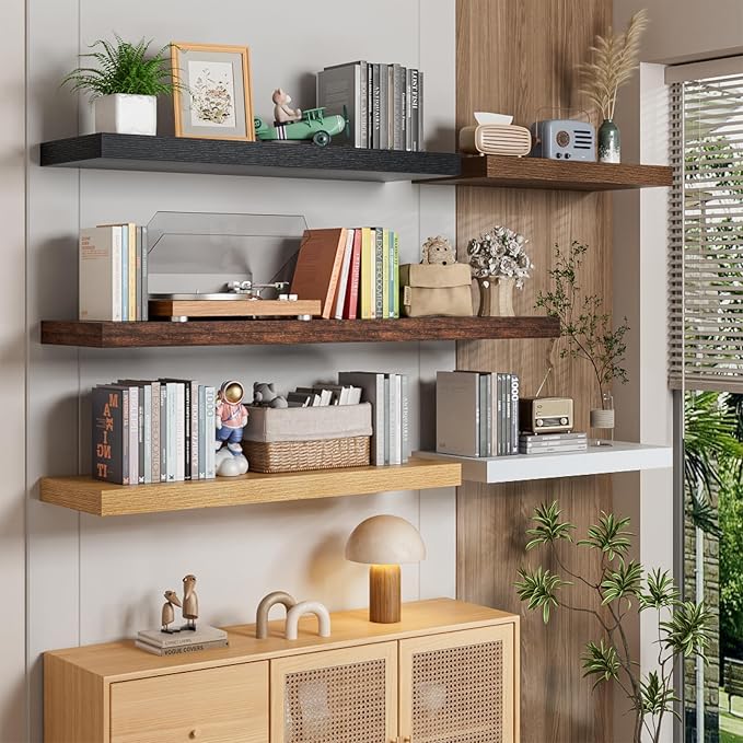 Heimlove 12" Deep Walnut Floating Shelves - Image 2