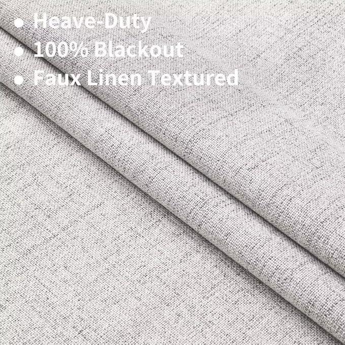 Joydeco Natural Linen Curtains 84 inch Length 2 Panels Set Burg 100% Blackout - Image 2