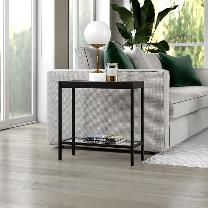 Henn&Hart 24" Wide Rectangular Rectangular Side Table in Blackened Bronze - Image 4