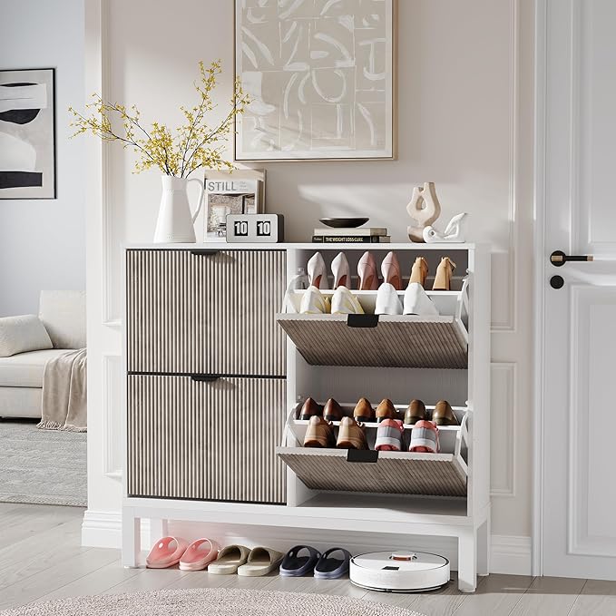 GarveeHome Fluted Shoe Storage Cabinet - Image 8