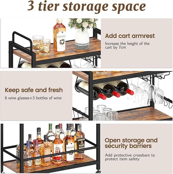 Home Bar Serving Cart, Serving Cart - Image 5