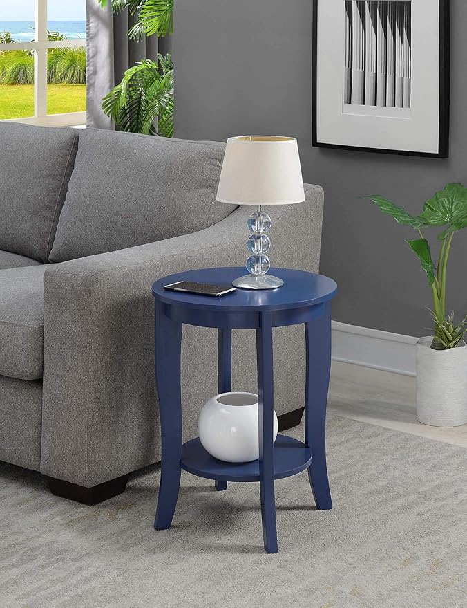 Convenience Concepts American Heritage Round End Table, Cobalt Blue - Image 2