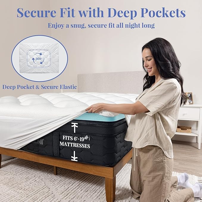 OhGeni Cooling 4 inch Dual Layer Twin XL Mattress Topper - Image 9