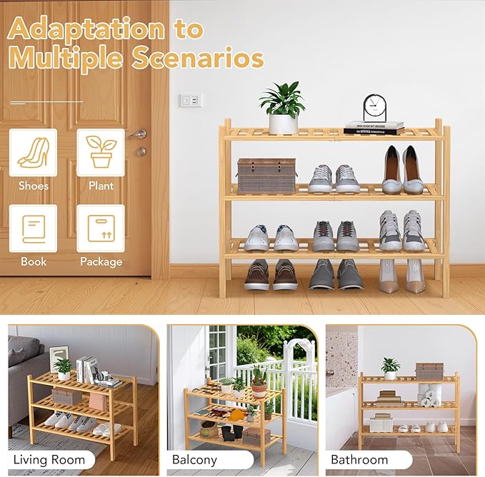 Haddockway Large 3 Tier Bamboo Shoe Rack Storage Organizer, Small Space - Image 7