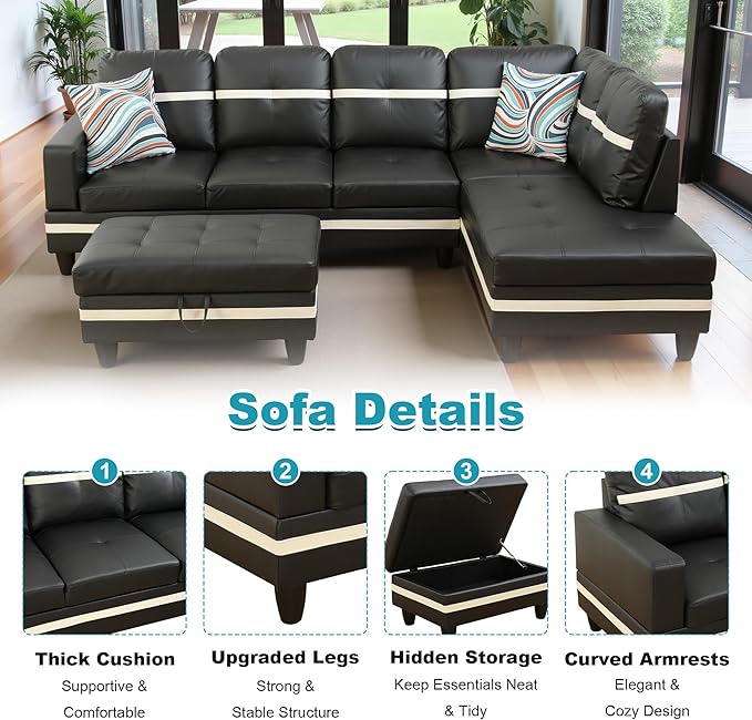 103.5" Oversized Sectional Couch, L Shaped Couch - Image 4
