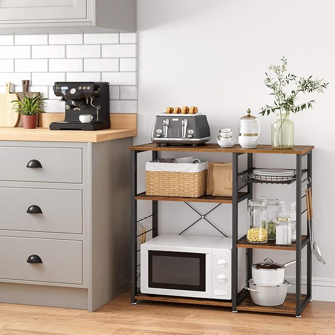 VASAGLE ALINRU Kitchen Baker’s Rack, Coffee Bar, Microwave Oven Stand, - Image 5