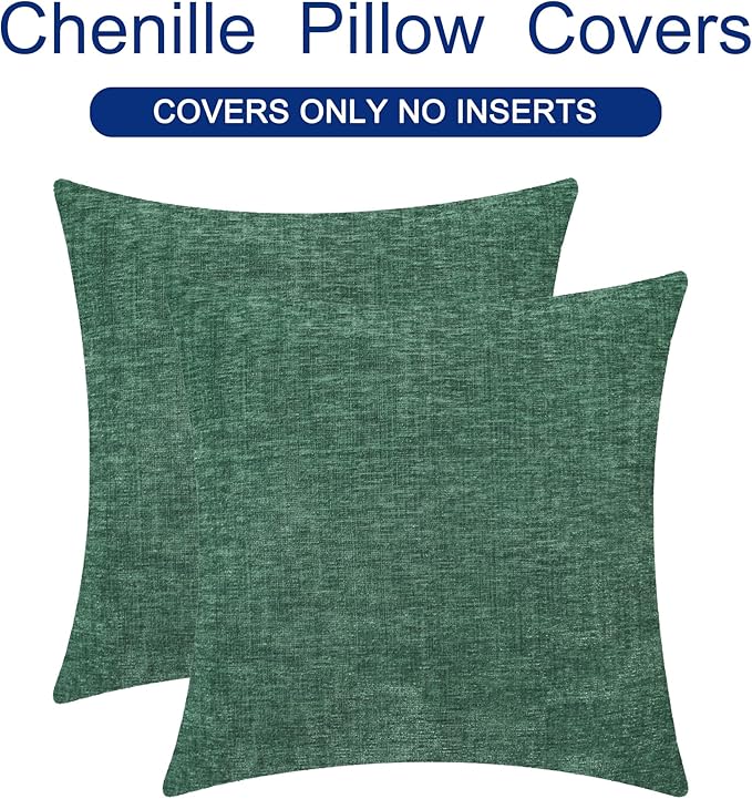 CaliTime Throw Pillow Covers Decorative 26 X 26 Inches Pack of 2 Cozy Chenille - Image 6