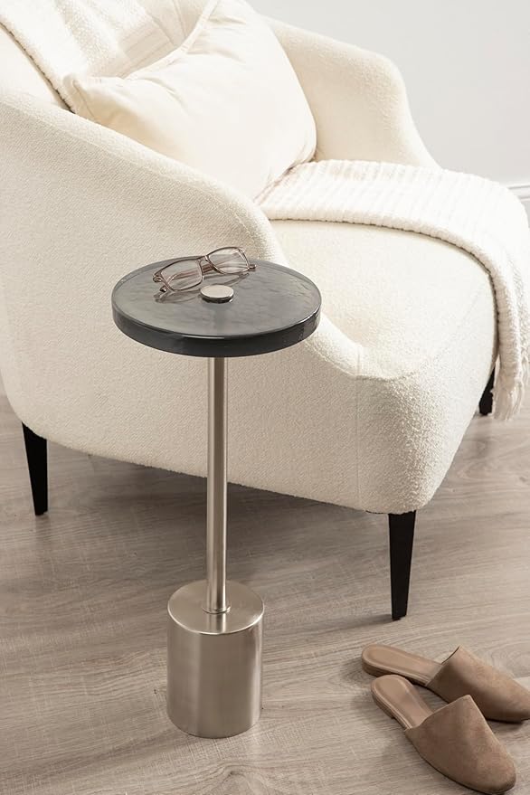 Kate and Laurel Xyler Modern Round Metal and Glass Drink Table, Decorative - Image 2