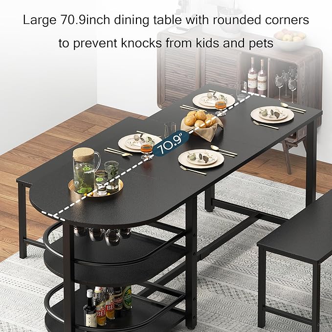 soges Dining Table for 4-6 Person, 71 inch Long Kitchen Dining Table for Living - Image 7