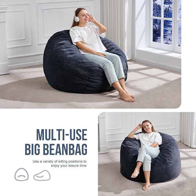 Hobestluk 3ft Bean Bag Chairs for Adults Large Beanbag Chair - Image 5