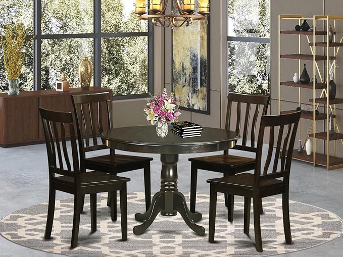 East West Furniture HLAN5-CAP-W 5 Piece Dining Table Set - Image 6