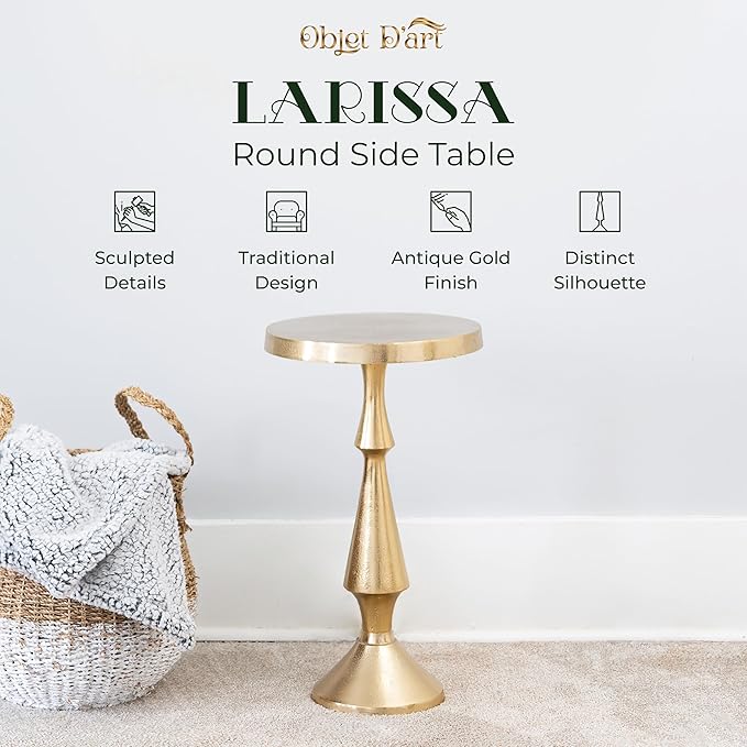 OBJET D'ART Small Round Gold End Tables, Vintage Metal Accent, Coctail and - Image 4