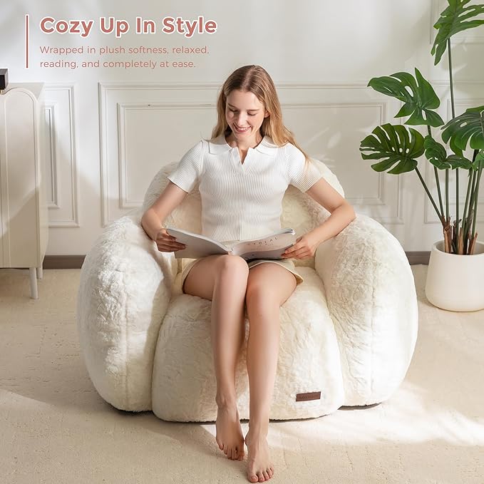 MAXYOYO Bean Bag Chair, Comfy Pebble Shaped Single Bean Bag Sofa - Image 3