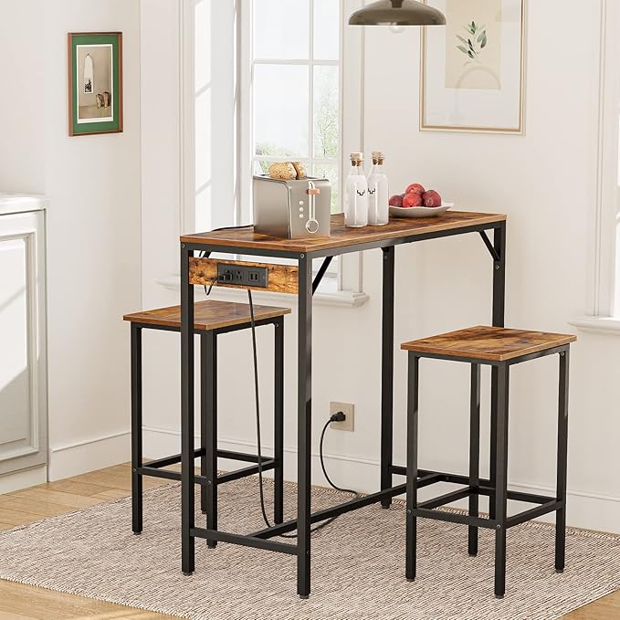 HOOBRO Bar Table and Chairs Set, 39.4" Dining Table Set - Image 2