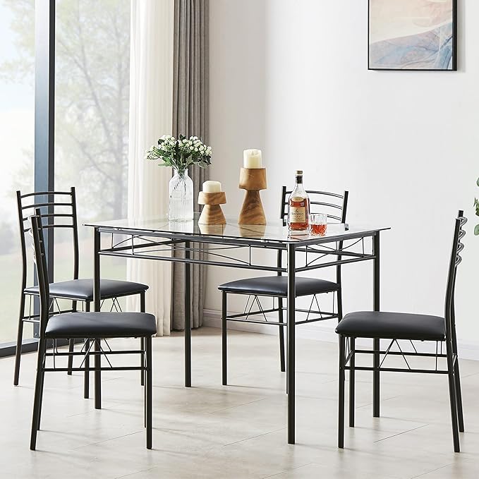 VECELO Kitchen Dining Table and Chairs Set - Image 7