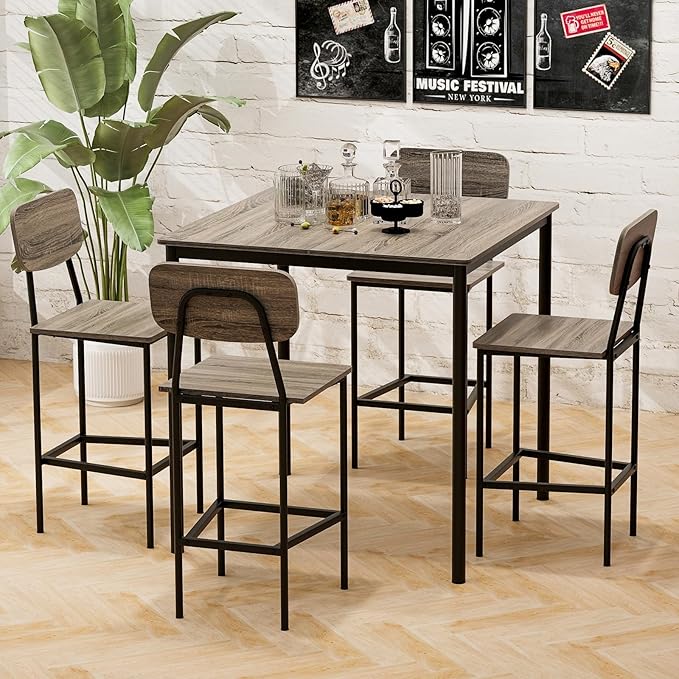 Tangkula Counter Height Dining Table Set, Bar Table and Chairs, Pub Table and - Image 7