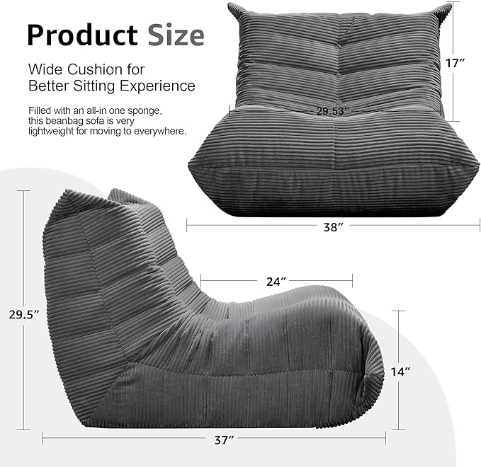 Bean Bag Chairs for Adults Giant Bean Bag Chair Memory Foam BeanBag Chair Big - Image 2