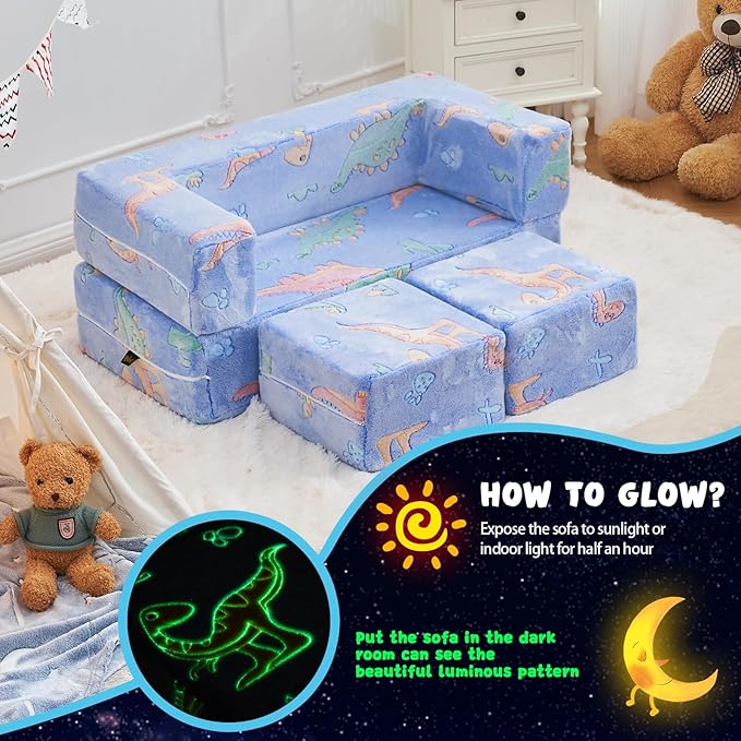 Kids Couch Sofa Modular Toddler Couch, Fold Out Kids Sofa - Image 5