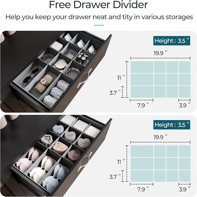 LINSY HOME 5 Drawer Dresser, Modern Dresser Chest - Image 3