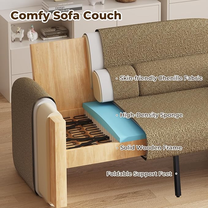 Furnimart Modern Loveseat Sofa, Comfy Upholstered Minimalist Couch, Small - Image 7