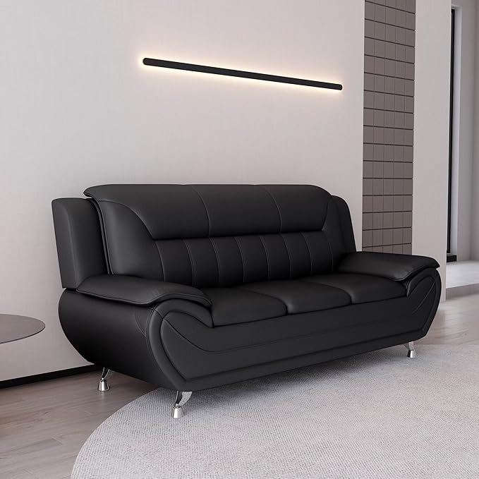 Container Furniture Direct Michael Modern Faux Leather Upholstered Stainless - Image 7