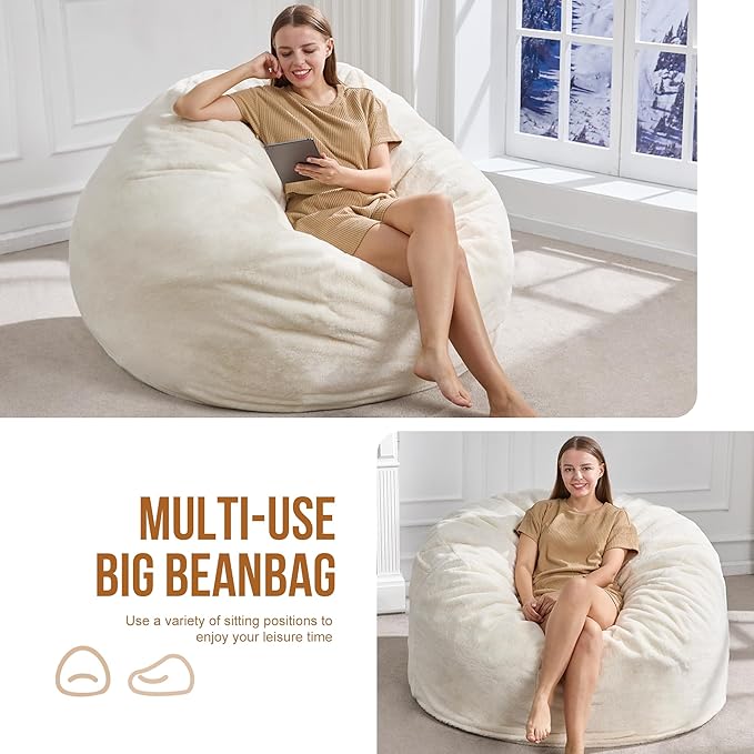 Hobestluk 5ft Bean Bag Chairs for Adults Large Beanbag Chair - Image 5
