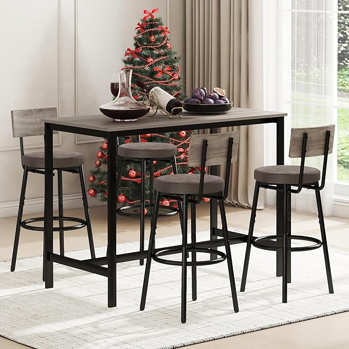 Tatub Bar Table and Stools Set of 4, 5 Piece Counter Height High Breakfast - Image 2