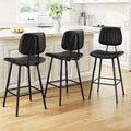 24-Inch Leather Bar Stools Set of 3, Counter Height Barstools by Raynesys