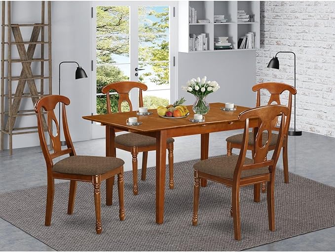 East West Furniture PSNA5-SBR-C 5 Piece Dinette Set - Image 6
