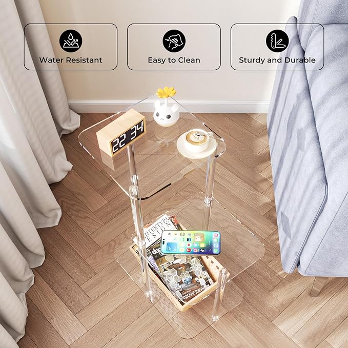 Eglaf Acrylic 3 Tiers Side Table - Image 4