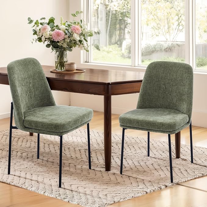 COLAMY Modern Dining Chairs Set of 2, Fabric Upholstered Dining Room Chairs by COLAMYINC