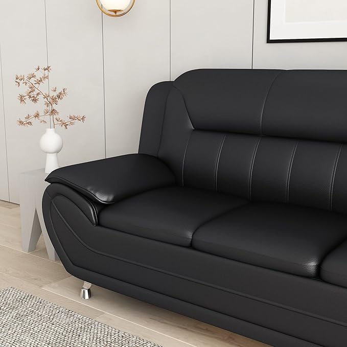 Container Furniture Direct Michael Modern Faux Leather Upholstered Stainless - Image 9