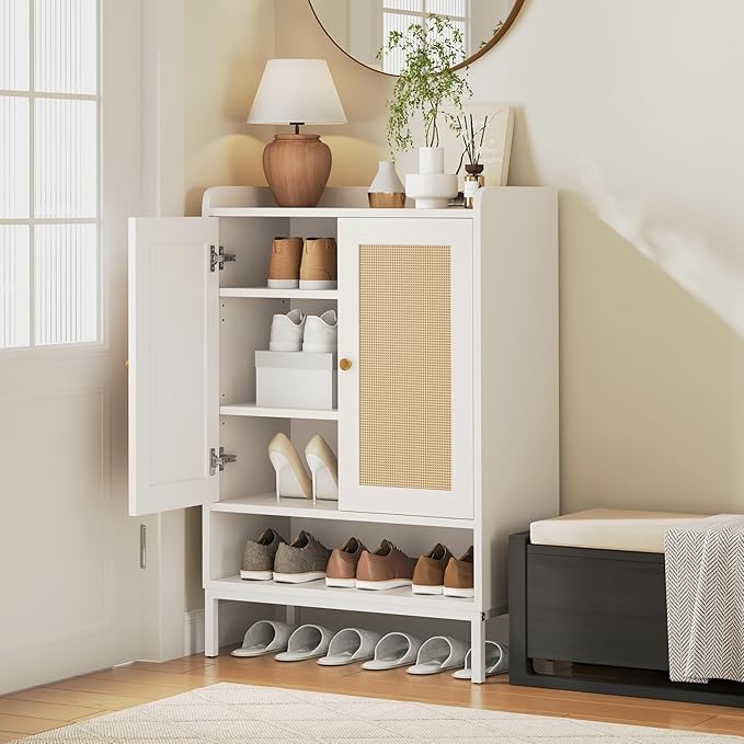 Rattan Shoe Cabinet Storage for Entryway, Shoe Cabinet by JASIWAY