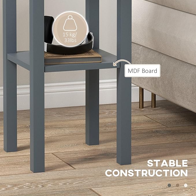 HOMCOM 2-Tier Side Table with Drawer, Narrow End Table with Bottom Shelf - Image 5