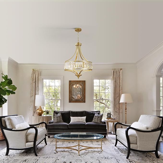 20" Modern Crystal Chandelier, 5-Light Gold Dinning Room Light Fixtures Over - Image 3