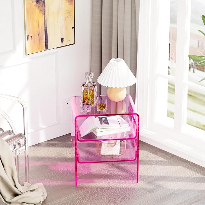 Clear Acrylic 3-Tier End Table/Nightstand – Sleek Bedside Storage - Image 7